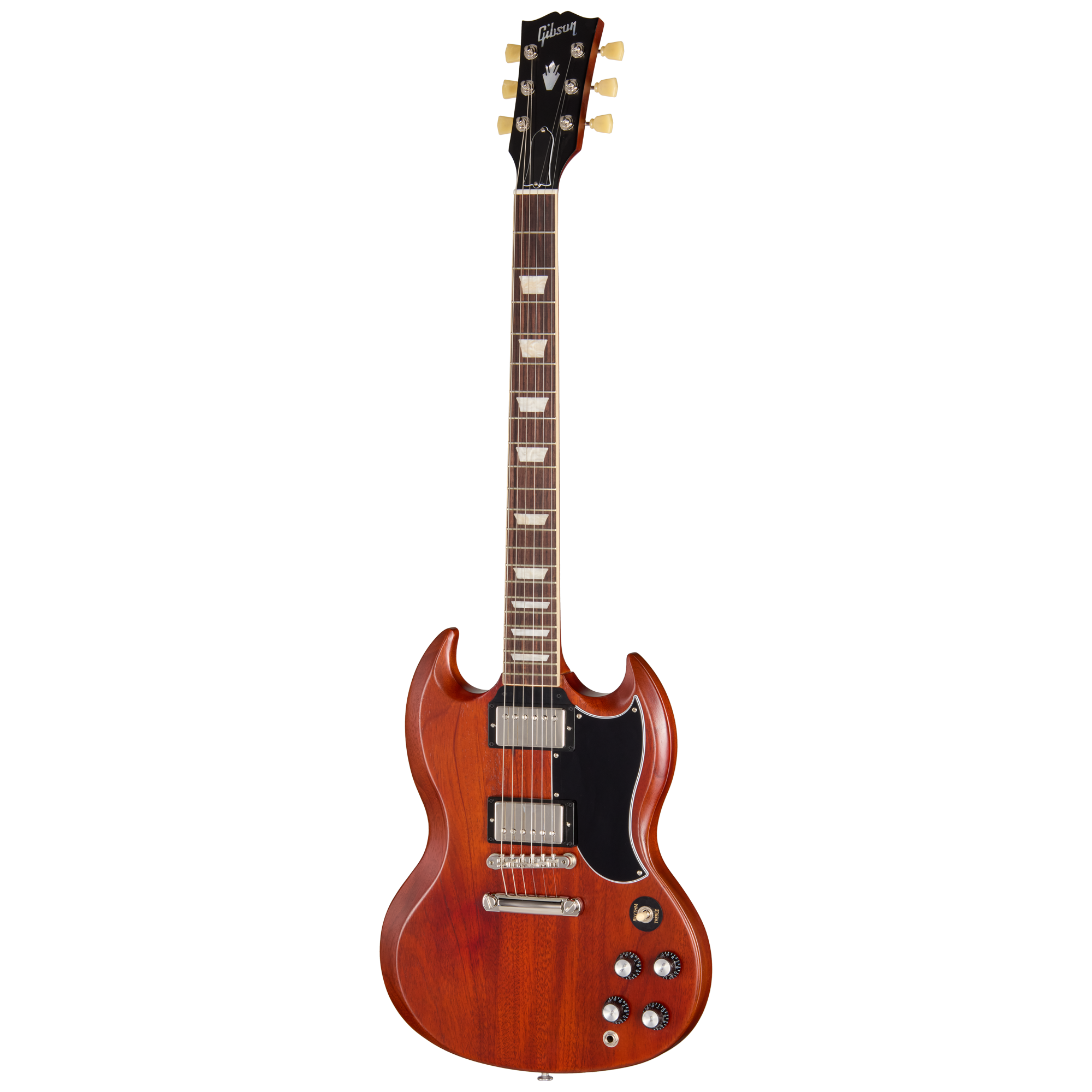 E-Gitarre, Mahagonikorpus, Rotbraun, Doppelcutaway, Doppelspulen-Tonabnehmer